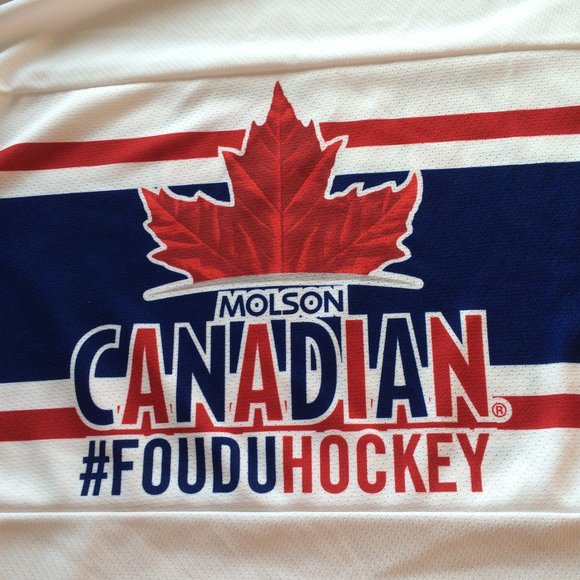 Molson Canadian Hockey Jersey Medium Montreal Canadiens Logo Red White Blue #10 - Picture 6 of 9
